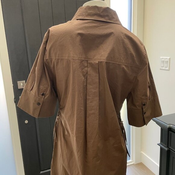 Birgitte Herskind Naja SS Circular Side Cut Out Midi Org Cot Dress Brown Sz 36 - Picture 8 of 14